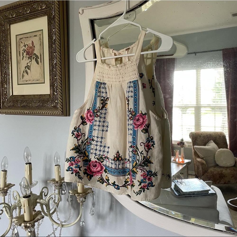 Free People Honey Pie Embroidered Top